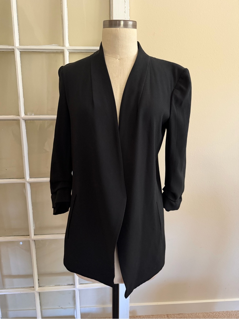 BABATON Atelier Black Open-Front Longline Blazer Jacket Women's‎ Size Small